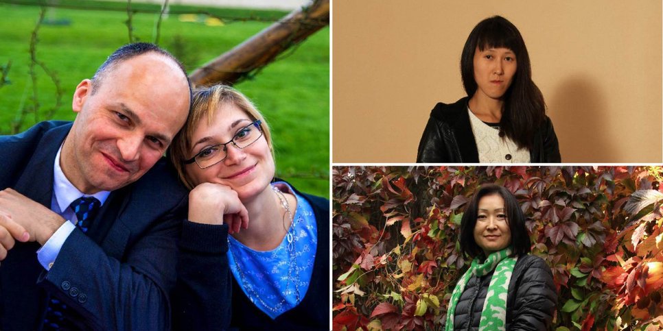 照片中，从左到右从上到下：谢尔盖和阿纳斯塔西娅·波利亚科夫、迪娜拉·久塞凯娃、高哈尔·贝克特米罗娃
