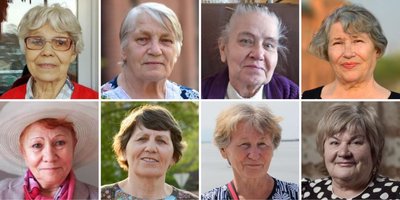 Nella foto da sinistra a destra, dall'alto verso il basso: Elena Zaishchuk, Nina Purge, Kaleria Mamykina, Lyubov Galaktionova, Vera Zolotova, Raisa Usanova, Maya Karpushkina, Olga Opaleva