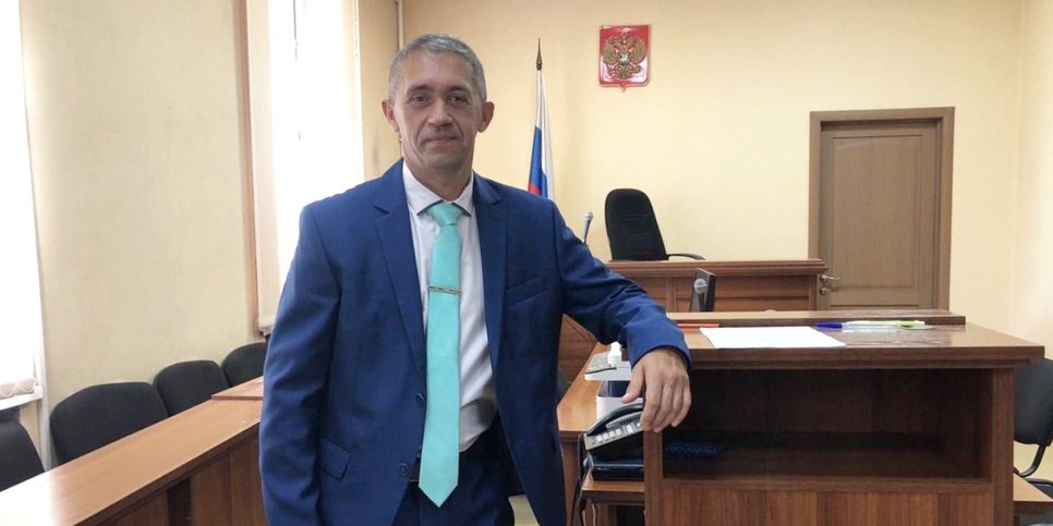 Yuriy Chernykh on the day of the verdict in the courtroom. Prokopyevsk, Kemerovo Region, September 2023
