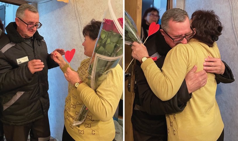 Встреча Владимира Пискарёва с женой, Татьяной, после его освобождения. 9 апреля 2025 года