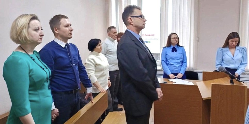 Николай Куприянский и супруги Чаусовы во время вынесения приговора. 2 декабря 2024 года