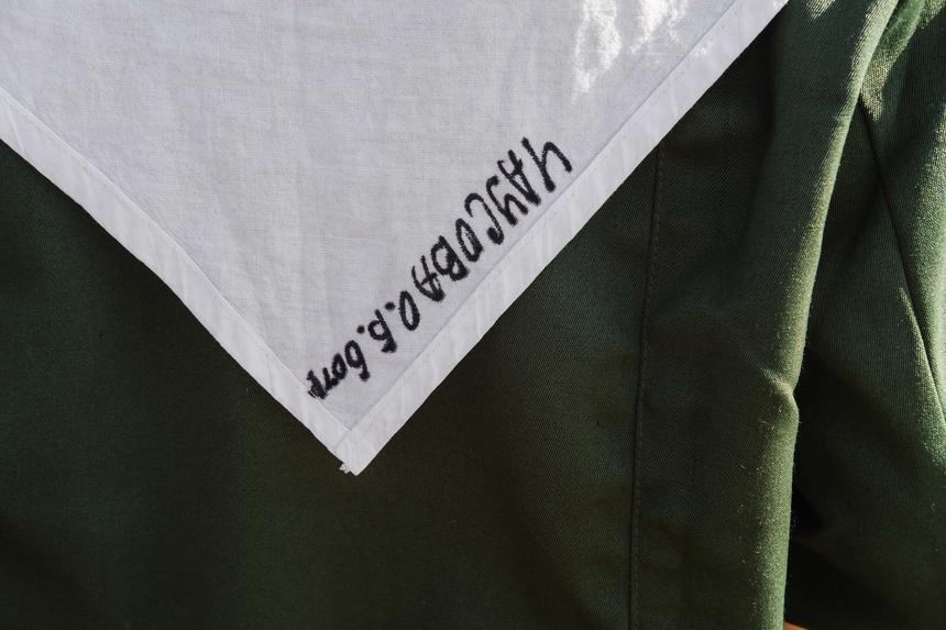Prison kerchief with embroidered Oksana Chausova's name, August 29, 2025